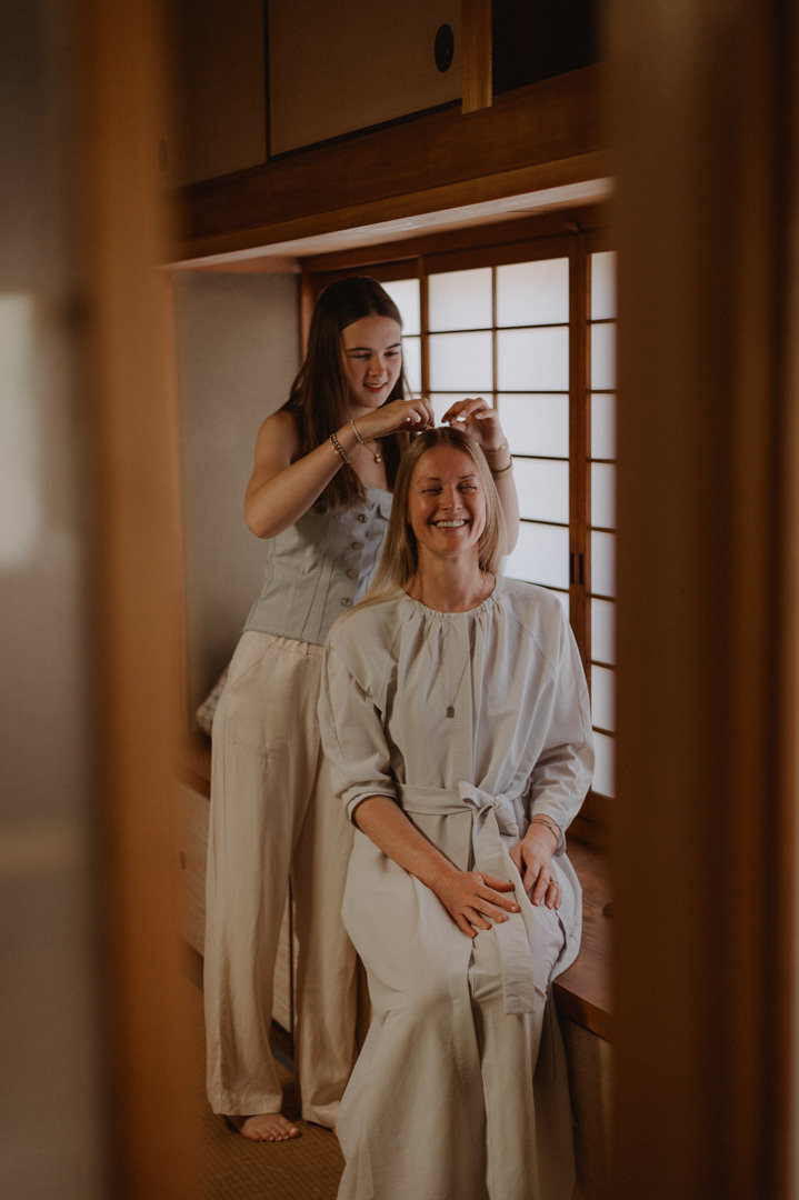 Family Elopement in Japan - Getting ready for ceremony