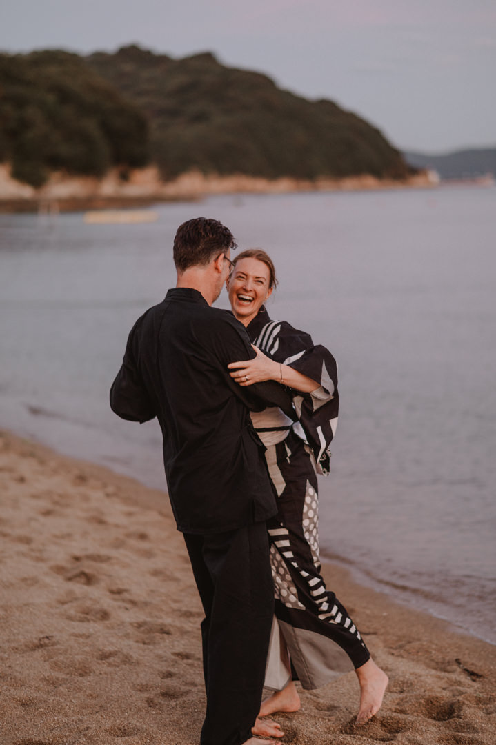 Family Elopement in Japan - dancing on the beach 