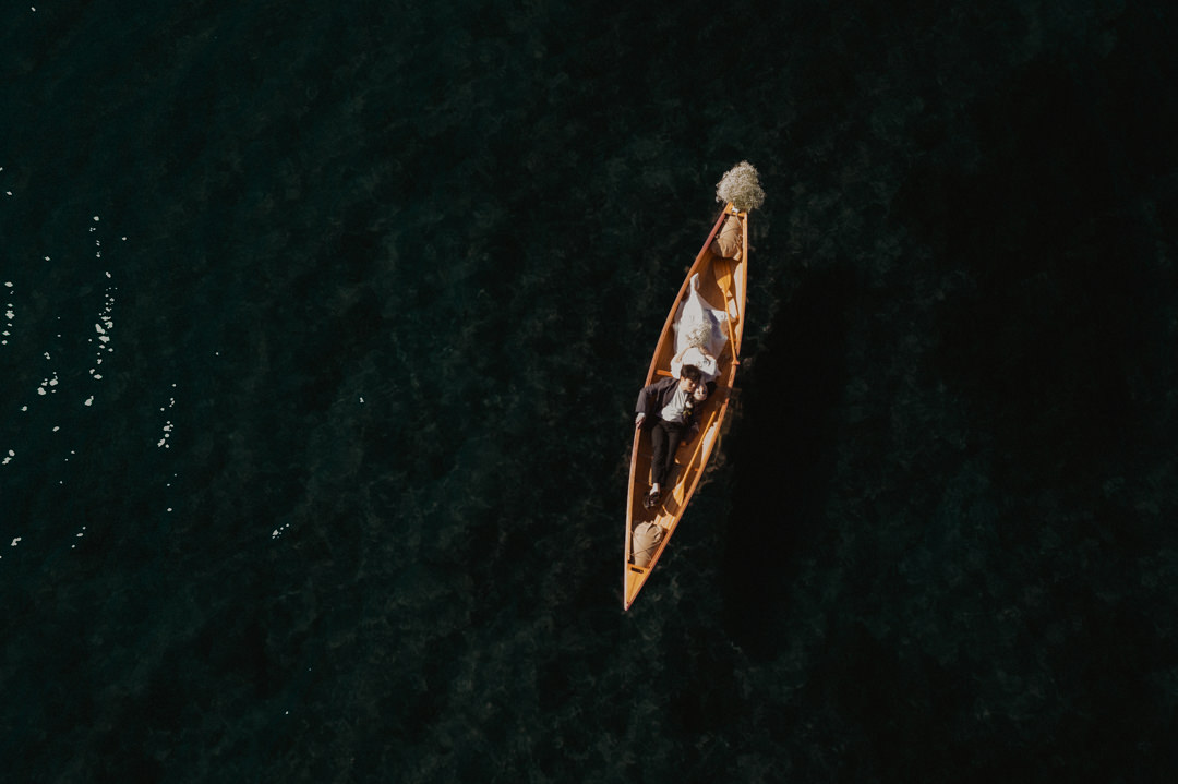 Hokkaido Elopement - Relaxing on the boat in the middle of the lake 
