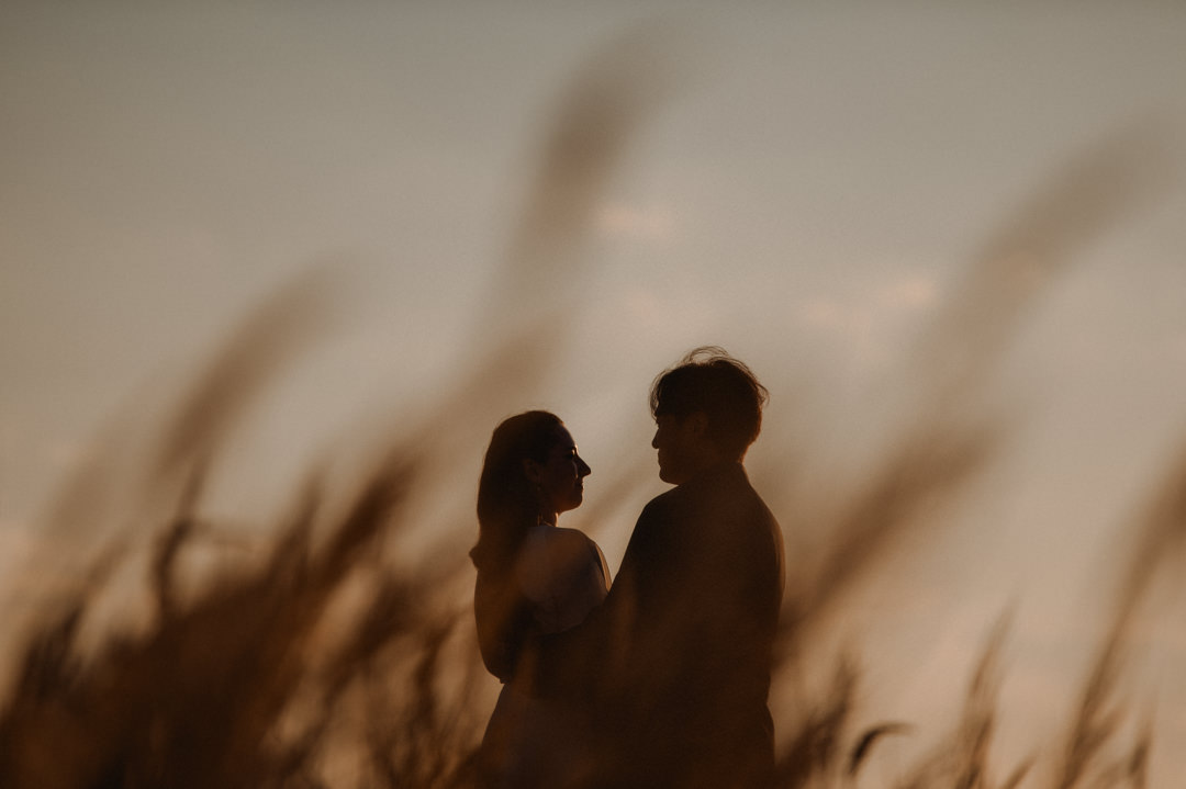 Hokkaido Elopement - Enjoying sunset at pampas field