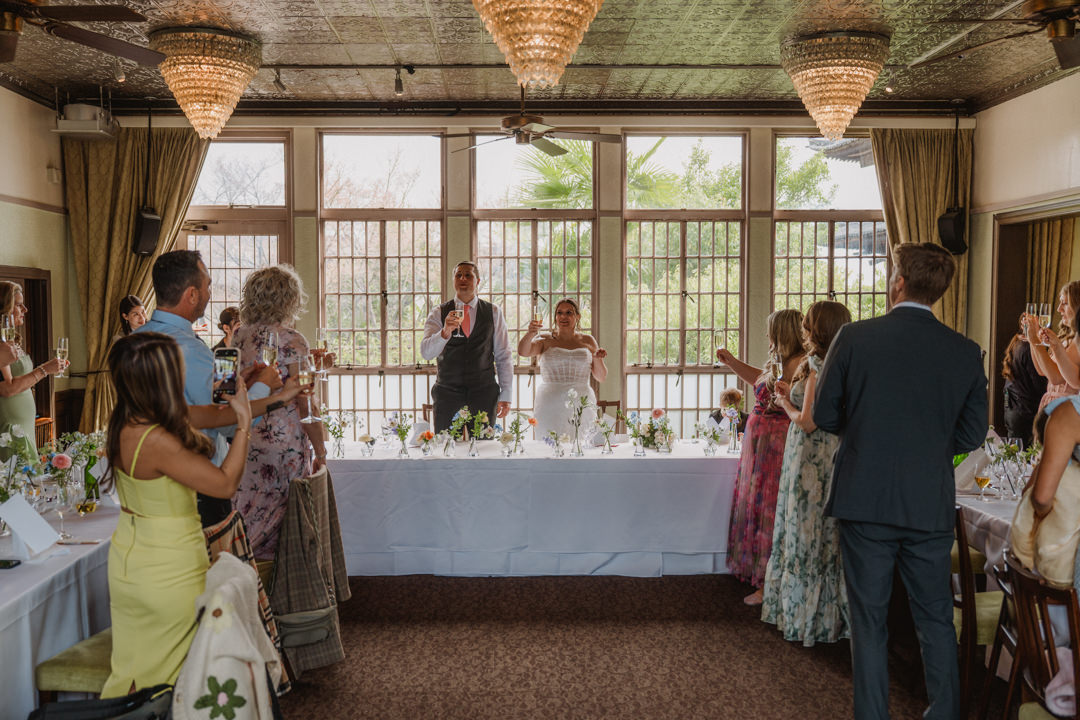 The couple enjoys after-party, Kyoto Garden Elopement
