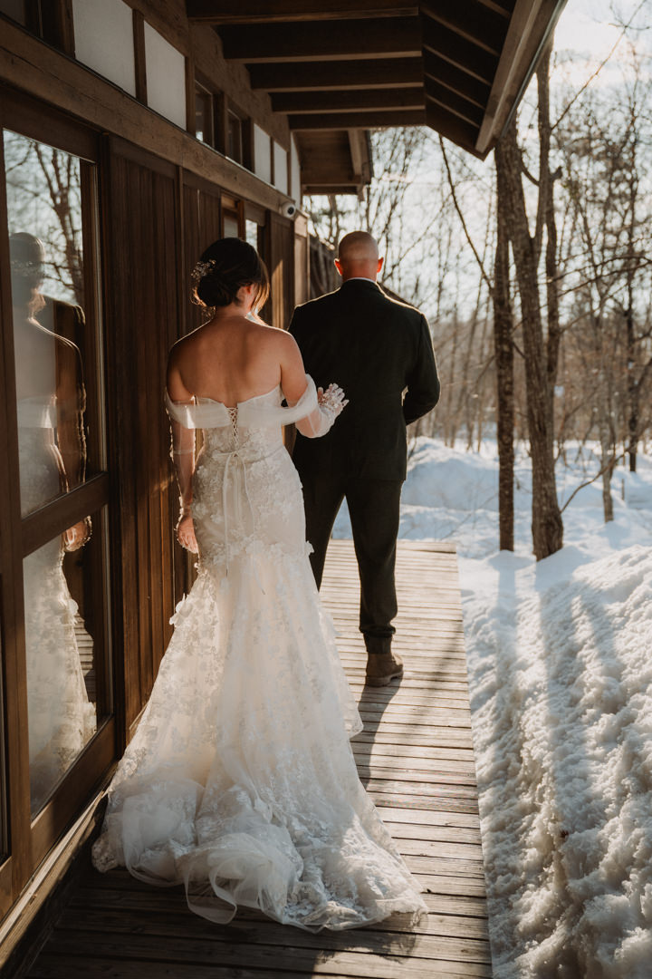 The first look at their accommodation. Nagano Snow Elopement